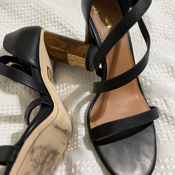 FRANCO SARTO OLLIVE BUCKLE SANDALS HEELS. - Picture 3 of 5